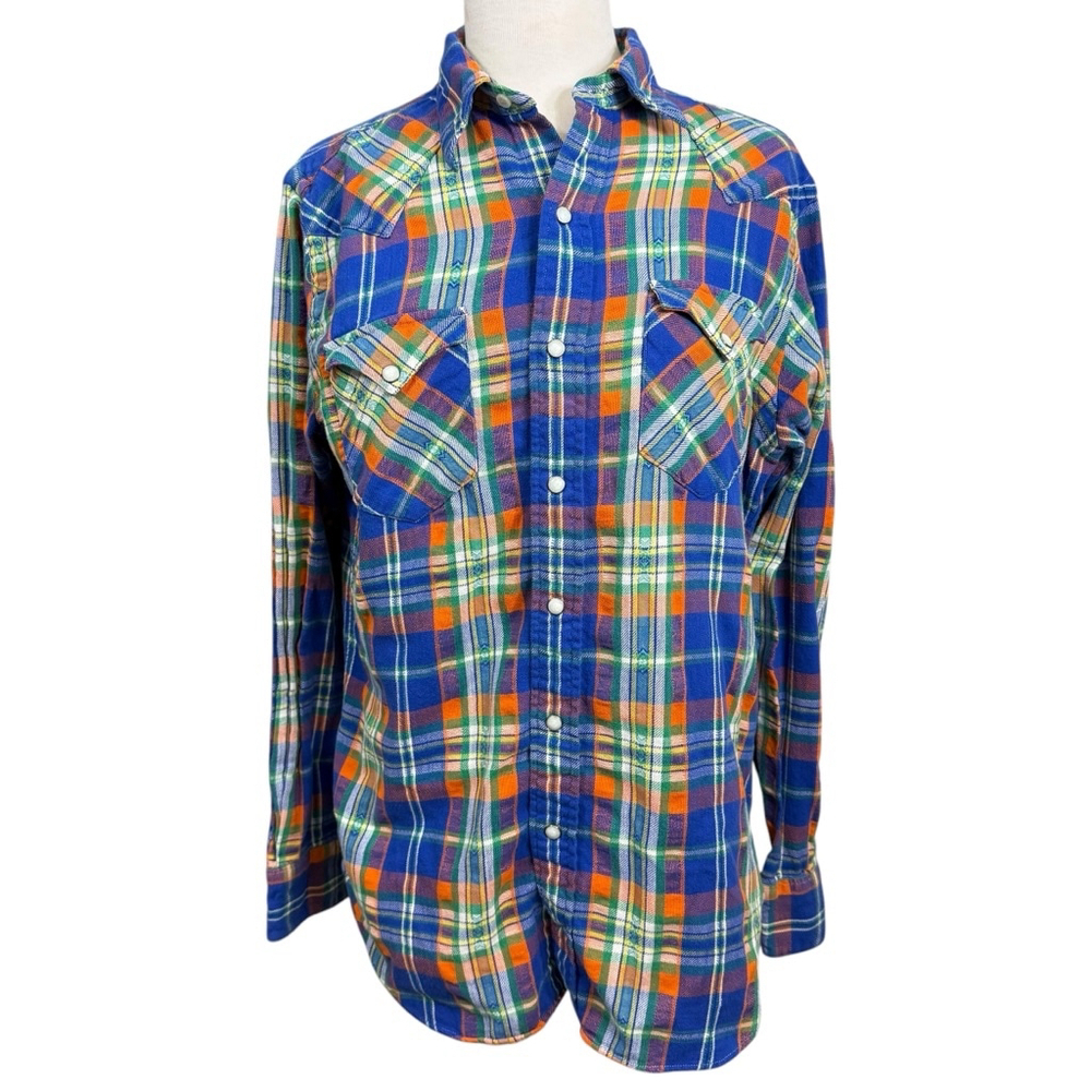 Polo by Ralph Lauren Blue and Orange Plaid Shirt